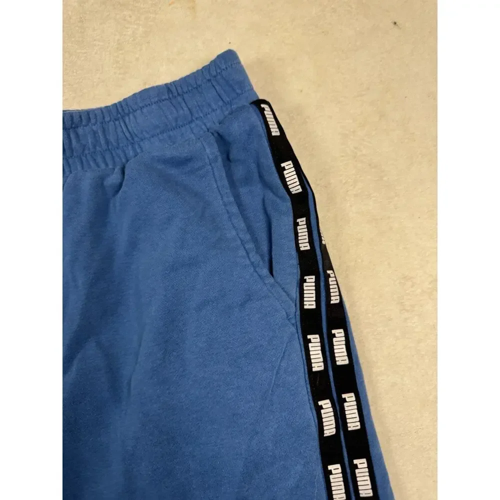 Puma Men’s Blue Fleece Shorts Logo Tape Side XL Athletic Lounge Sweat Shorts